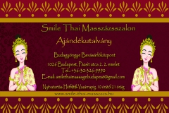Thai Massage Gift card Smile thai masszazs Budagyongye